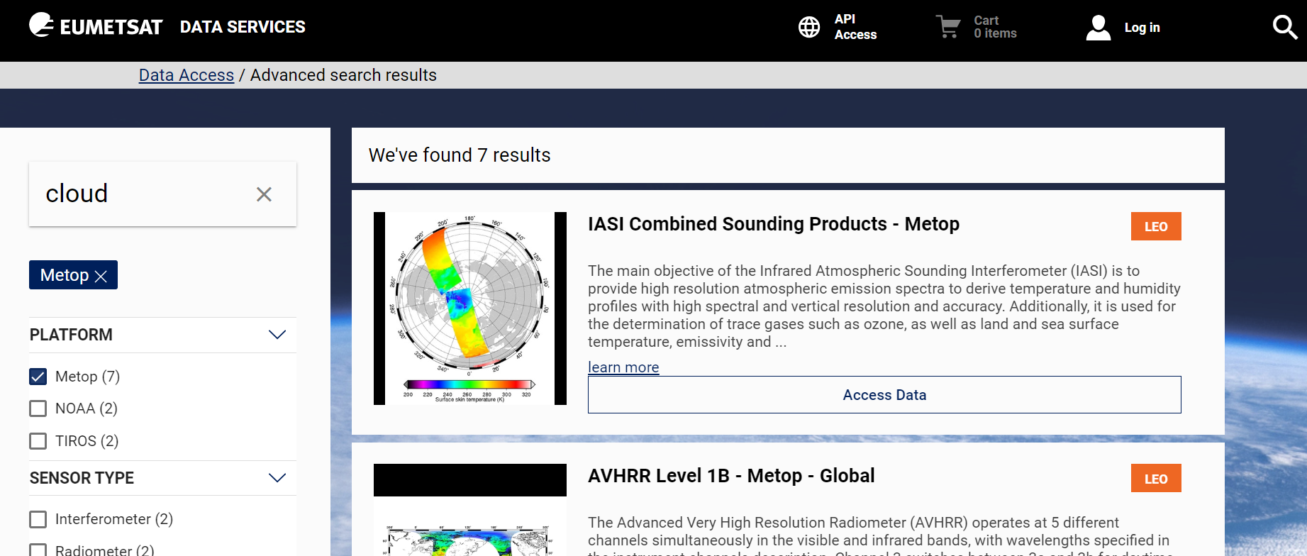 EUMETSAT User Portal Data Store