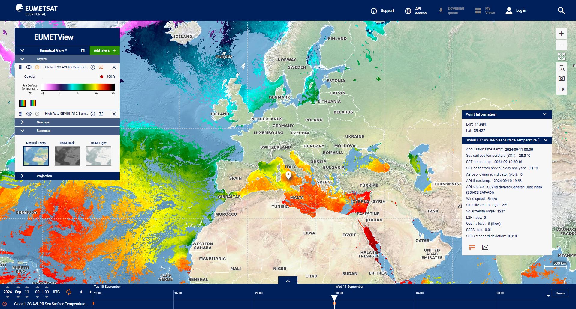 EUMETSAT User Portal Sea Surface Temp