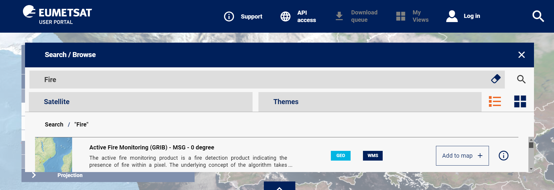 EUMETSAT User Portal Search